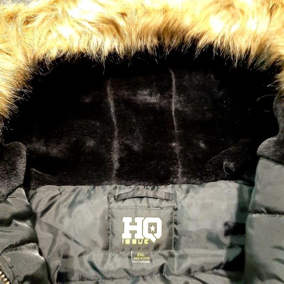 HQ Issue down insulated coat with fur hood face trim size 2XL - Picture 5 of 12
